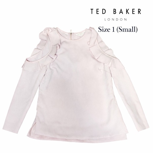 Ted Baker Tops - Ted Baker London Steffe Cold Shoulder Ruffle Top Dusty Pink Size 1 Small